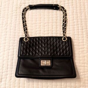 Karl Lagerfeld Black and Gold Quilted Shoulder Bag - NWOT